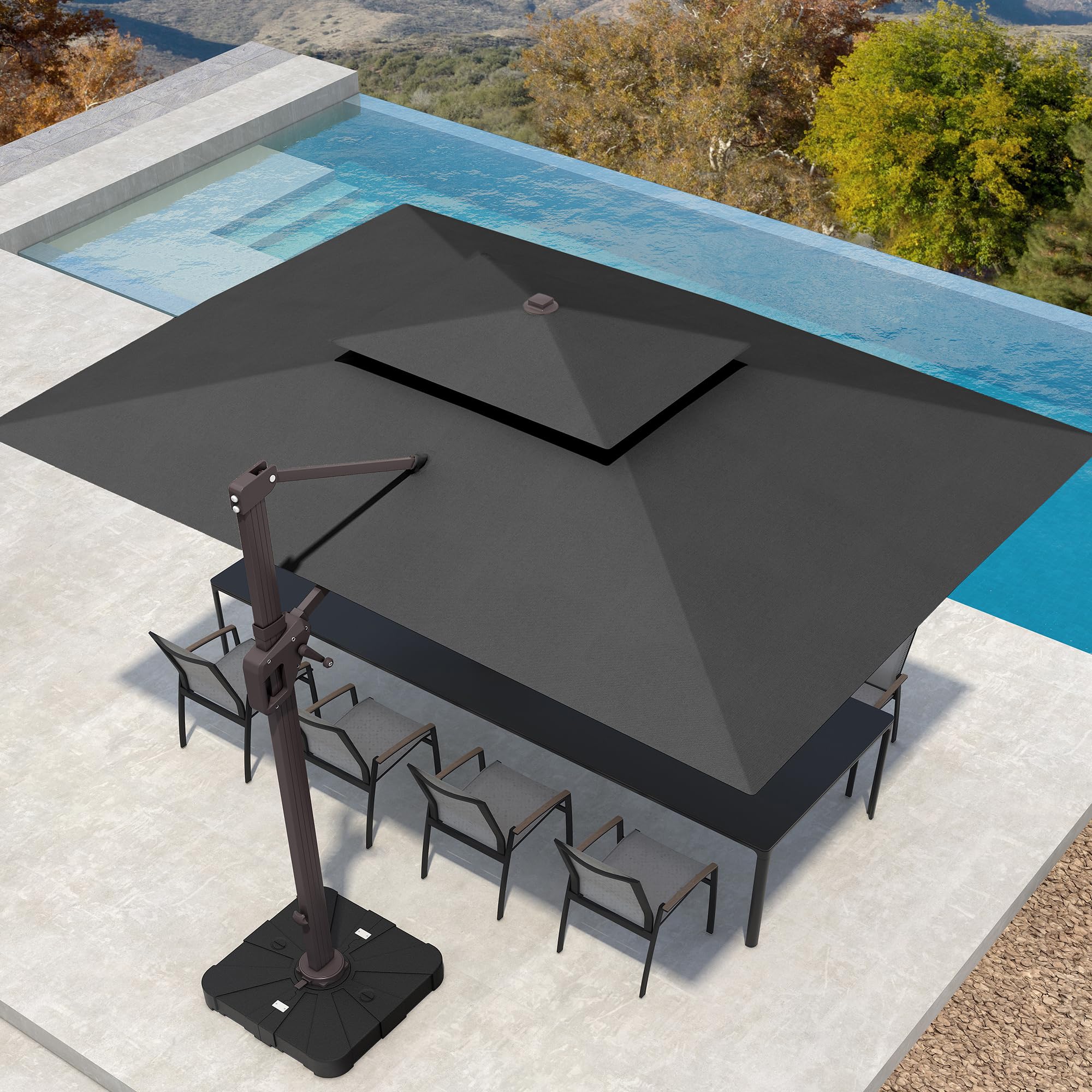 10' X 13' Patio Umbrella Outdoor Large Rectangle Cantilever Umbrellas Double Top Heavy