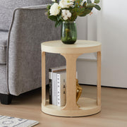 Round Side Table with 2-Tier Storage, Accent Sofa Table