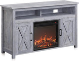 Modern 48 Inch Barn Door Wood Electric Fireplace TV Stand