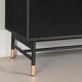 Arlo Sideboard with Ribbed Doors and Drawers, Ash Oak and Gold