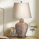 Bentley Southwestern Table Lamp with USB and AC Power Outlet Workstation Charging