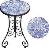 Mosaic Outdoor Side Table, Patio Side Table, Weather Resistant 14" Diameter 21" H Ceramic