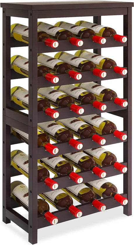 24-Bottle Wine Rack, 6 Tier Bamboo Wine Display Storage Shelves