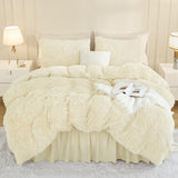 Faux Fur Beige Comforter Set King Size