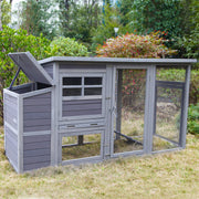 Aivituvin Outdoor Wooden Chicken Coop Hen House, Multi-Level Poultry Cage w/Ramps, Run, Nesting Box, Removable Tray, Weather-proof Chicken Cage Large