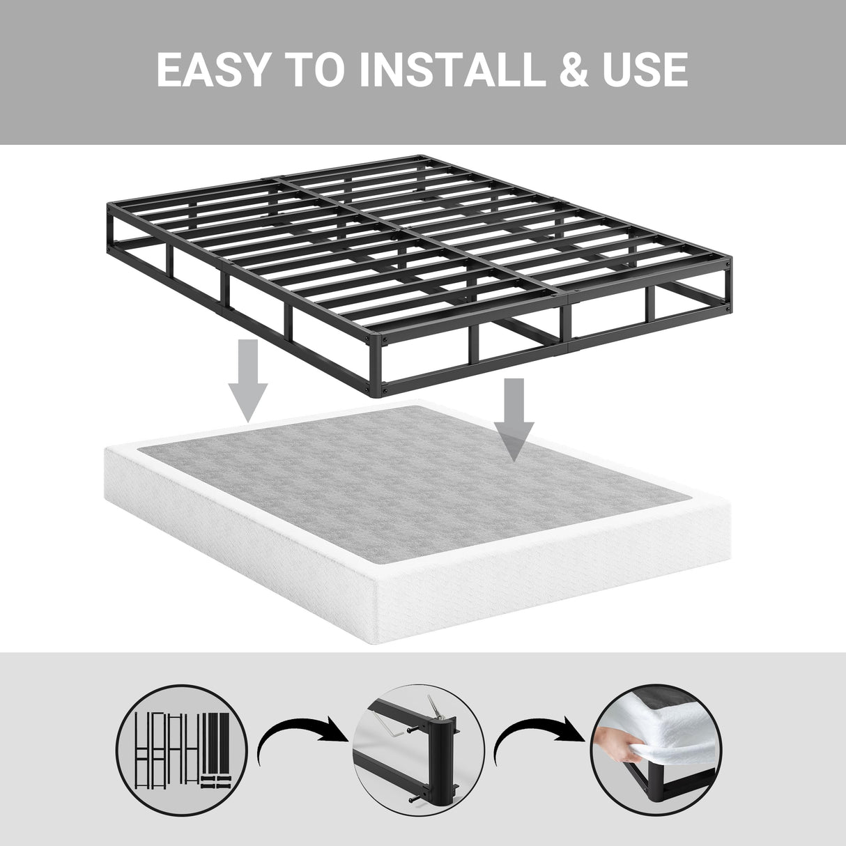 Queen-Box-Spring, Box Spring for Queen Bed,5 Inch Heavy Duty Queen Size Box Spring