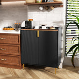 Sideboard Buffet Cabinet with Fluted Texture, Modern Coffee Bar Cabinet