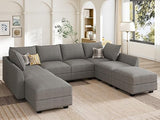 Modern Fabric Corner Sectional Sofa Modular Sectional Couch with Ottoman