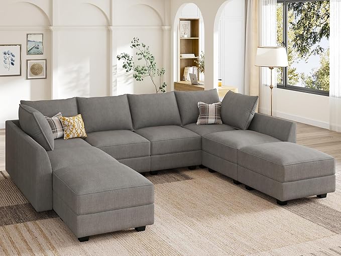 U Shape Corner Sectional Sofa Set, Aqua Blue