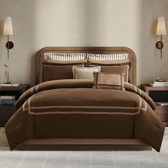 White Comforter Set Queen 8-Piece Hydro-Brushed Luxury Bedding