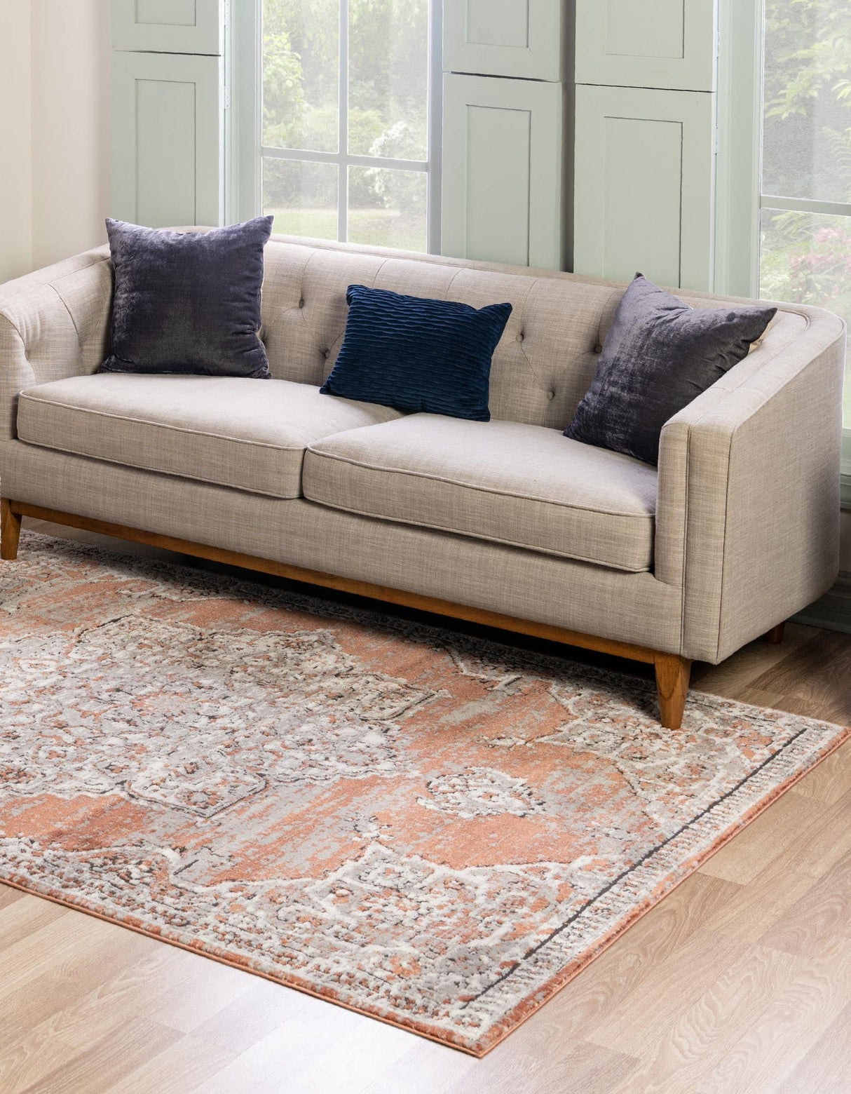 Nyla Collection Smile Area Rug - 10' x 14' Salmon Pink & Black