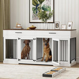 72" Double Dog Crate Furniture with Storage Drawers