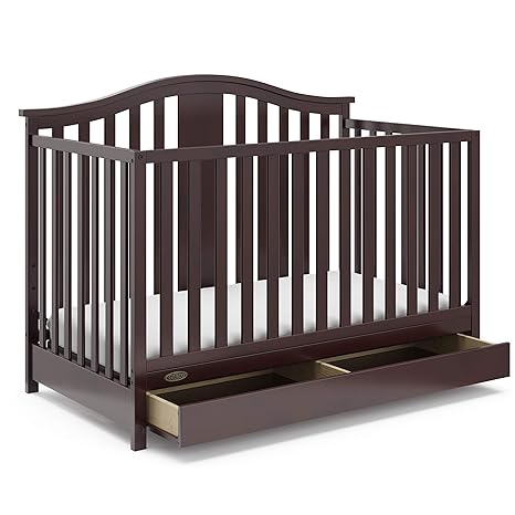 Solano 4-in-1 Convertible Crib and Changer with Drawer (White) – Crib and Changing Table Combo with Drawer, Includes Changing Pad, Converts to Toddler Bed, Daybed and Full-Size Bed