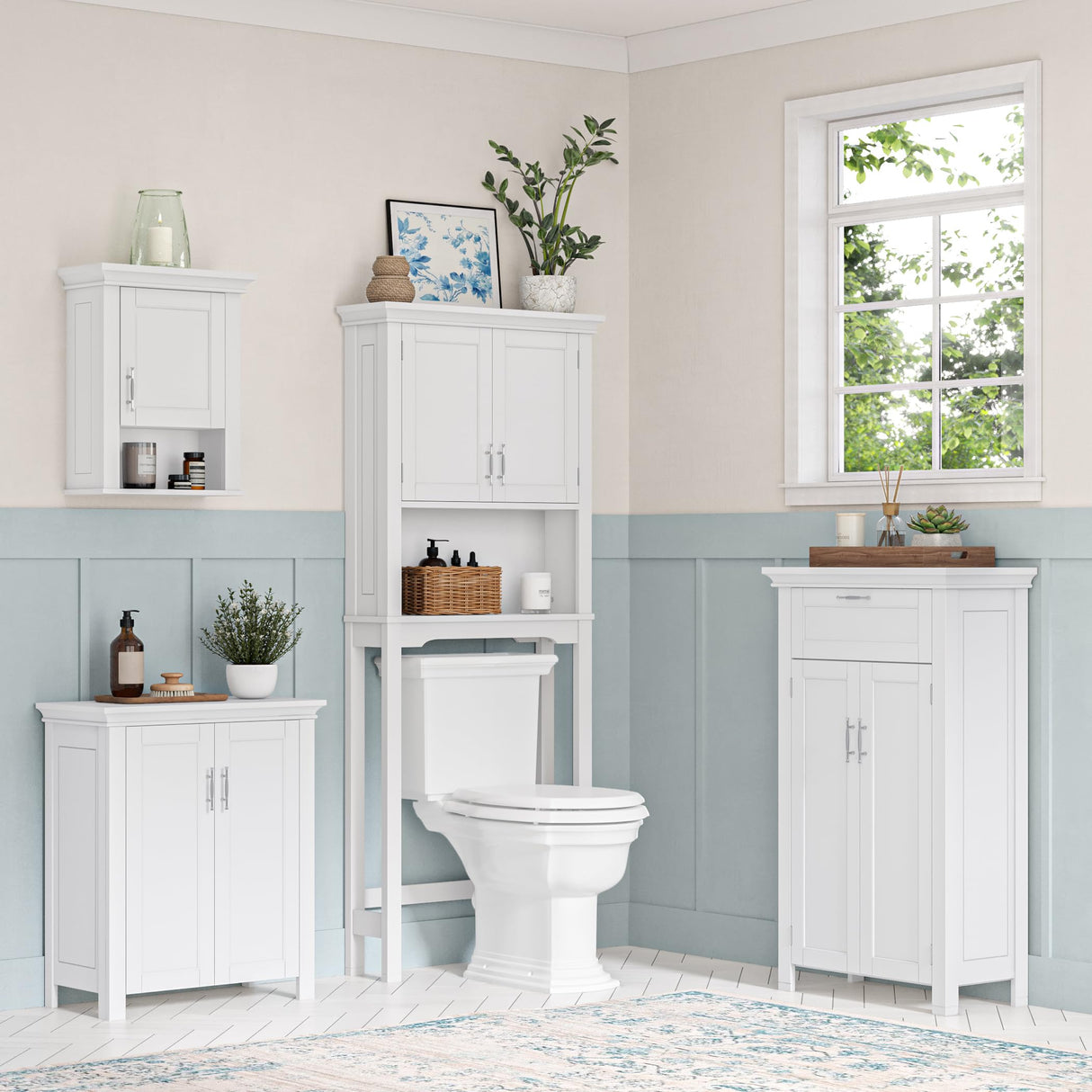 Somerset Two-Door Floor Cabinet with Adjustable Shelves – Elegant Bathroom Storage
