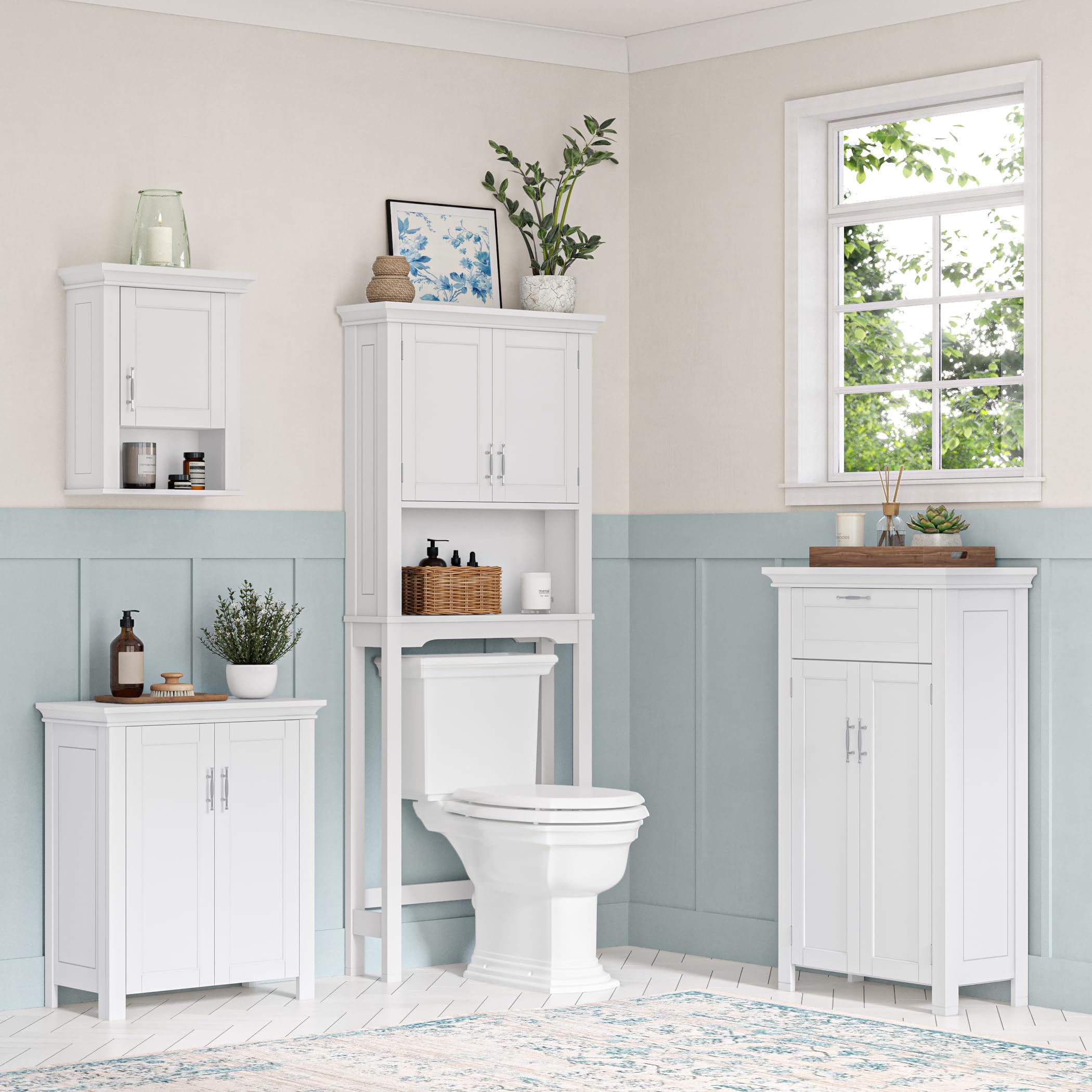 Somerset Two-Door Floor Cabinet with Adjustable Shelves – Elegant Bathroom Storage