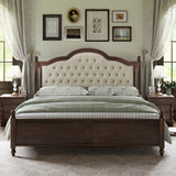 King Size Solid Wood Bed Frame, Transitional Platform Bed with 52.5" Upholstered Tufted