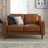 Brienne Loveseat 2 Seater Sofa, Camel Faux Leather
