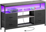 TV Stand Dresser with Power Outlets and LED Lights