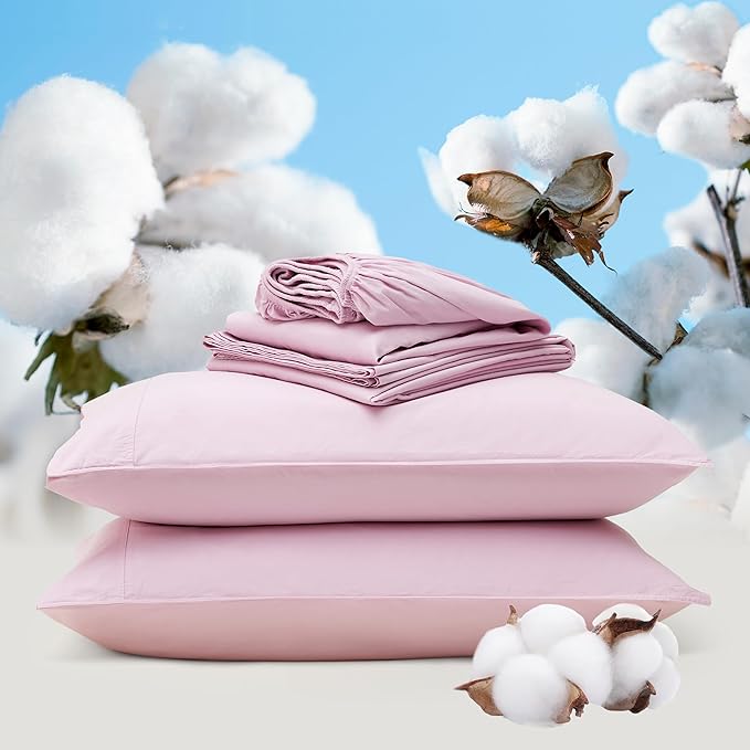Stitch 100% Organic Cotton Sheet Set King- 300 TC Luxury Hotel Sateen Weave, GOTS