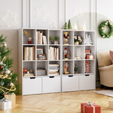 9 Cube Storage Organizer with Drawers, White Tall Bookshelf with Storage