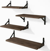 Floating Shelves, Set of 4, Gray Wood Wall Mounted Shelf for Living Room, Bathroom