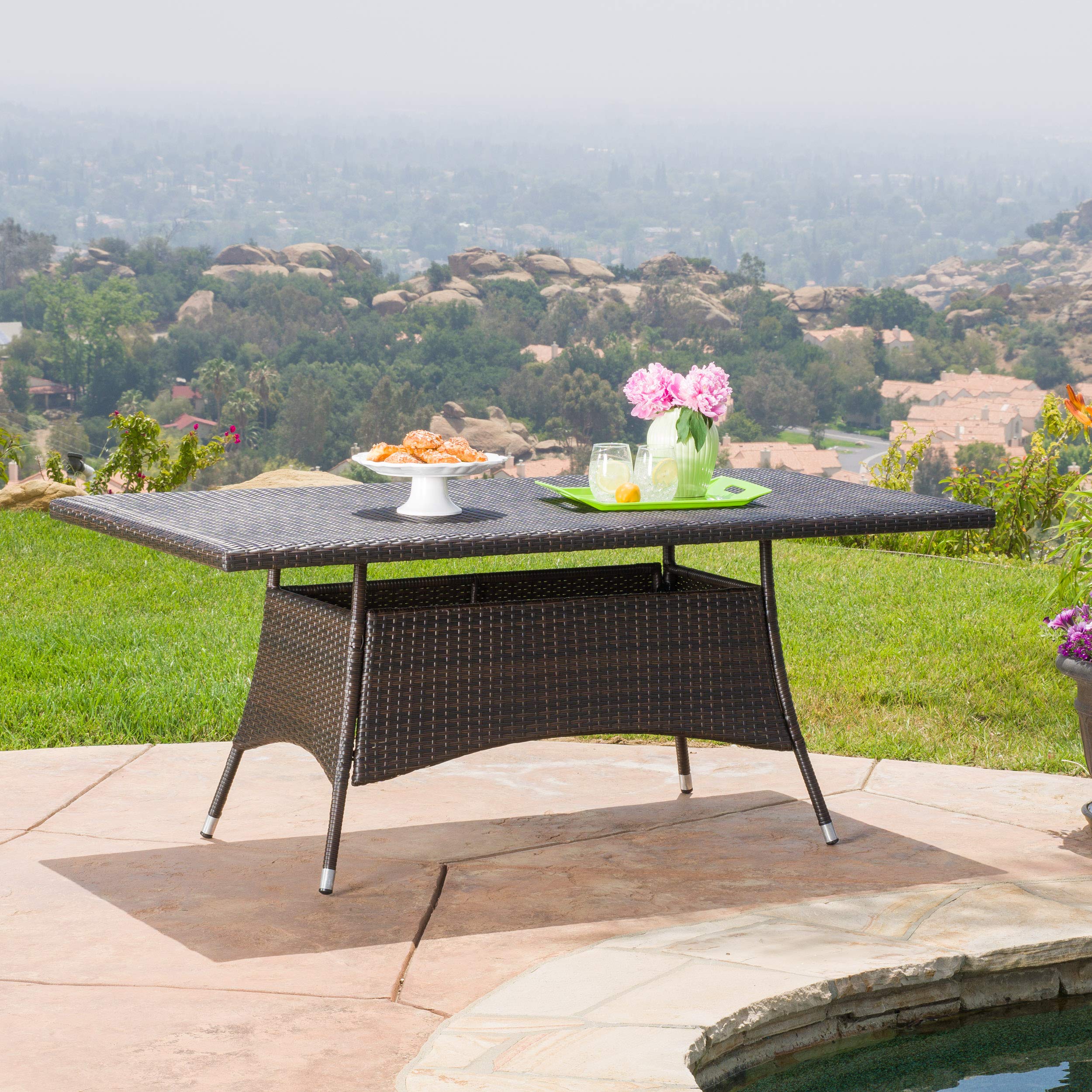 Corsica PE Rectangular Dining Table, Multibrown 69.25”L x 38.00”W x 28.50”H