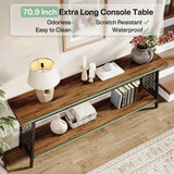 70.9" Console Table, 2-Tier Extra Long Sofa Table, Industrial Entryway Table Behind Couch