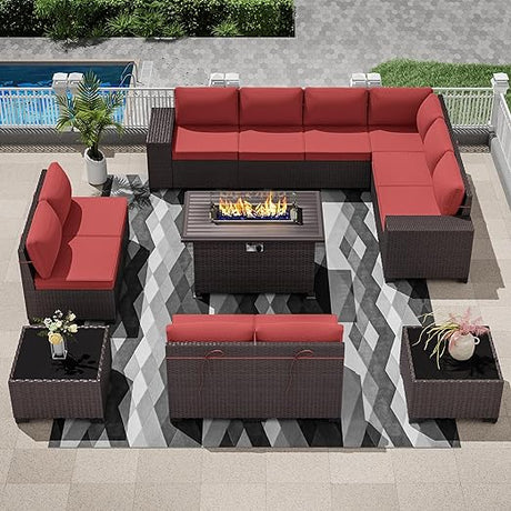 Outdoor Patio Furniture Set with Propane Fire Pit Table