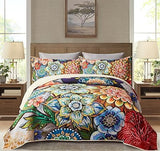 3 Piece Blue Coastal Quilt Sets Queen Size Microfiber Comforter Bedspread