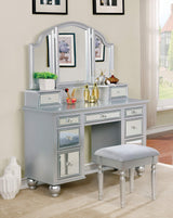 Kosalie Contemporary 9-Drawer Vanity Set, Medium, Silver