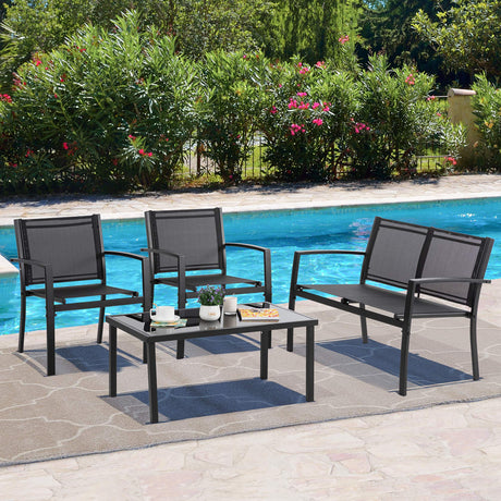 Outdoor Patio Conversation Sets with Glass Coffee Table