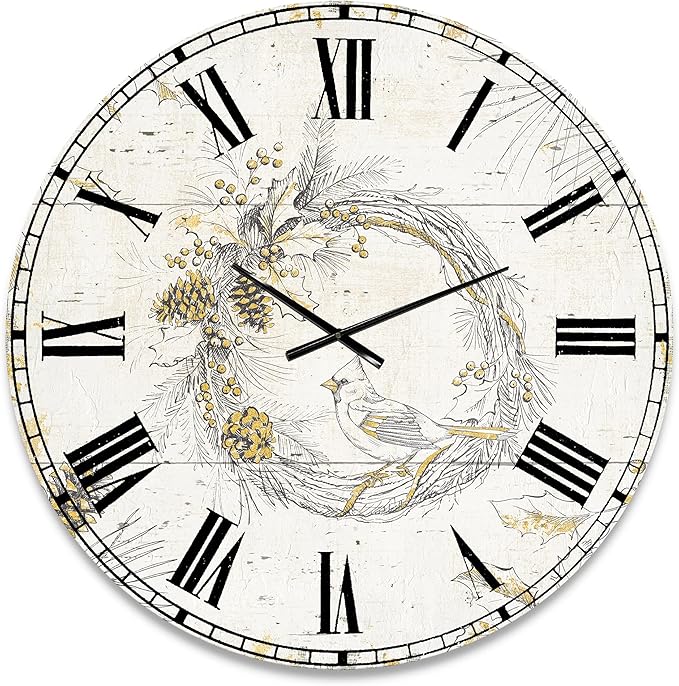 Traditional Wall Clock 'Gold Beautiful Cardinals'