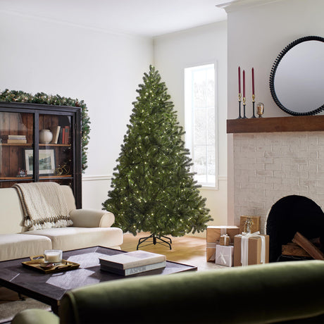 Pre-Lit 'Feel Real' Artificial Full Downswept Christmas Tree, Green, Douglas Fir