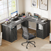 PowerMax 60” L-Shaped Computer Desk with USB & Power Outlets