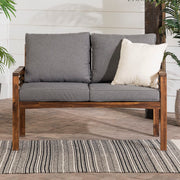2 Person Outdoor Patio Modern Wood and Metal Loveseat with Washable Cushions