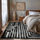 Contemporary Stripe Area Rug 7'10" x 10' Black