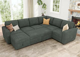 Modular Sectional Couch with Pull Out Bed, Corduroy Sleeper Sofa