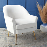 Home Collection Rodrik White Velvet/Gold Accent Chair ACH4005A