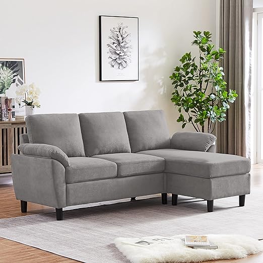 79" Convertible Sectional Sofa, Small L Shaped 3 Seat Couch with Reversible Chaise