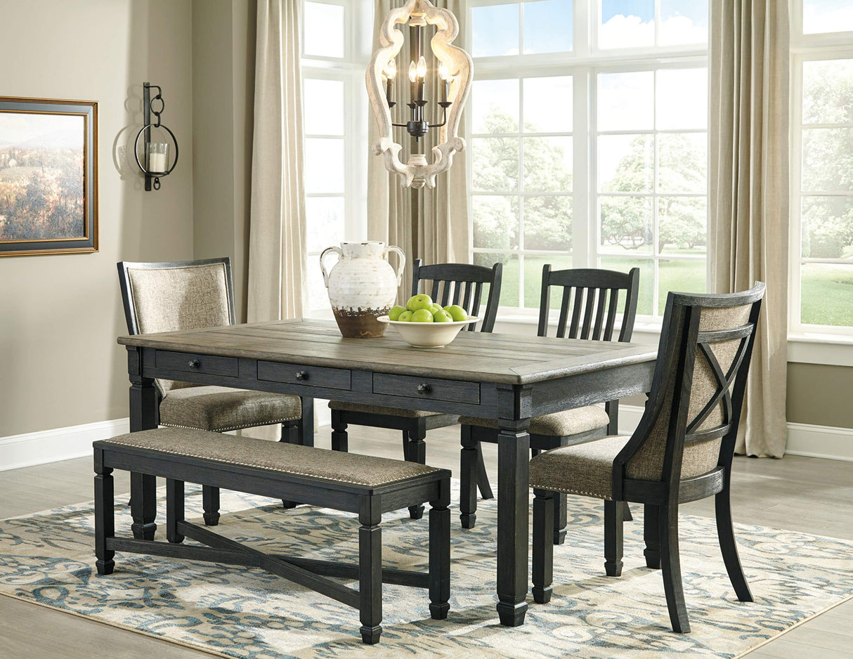 Tyler Creek Modern Farmhouse Upholstered Dining Room Bench, Antique Black Finish