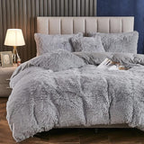 Plush Fluffy Duvet Cover King Size Luxury Ultra Soft Shaggy Duvet Cover Set Faux Fur