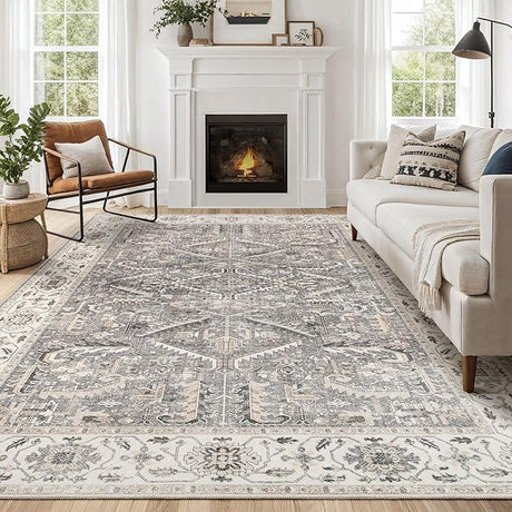 Area Rug for Living Room - Washable Soft Traditional Tribal Rug for Bedroom Dining Room