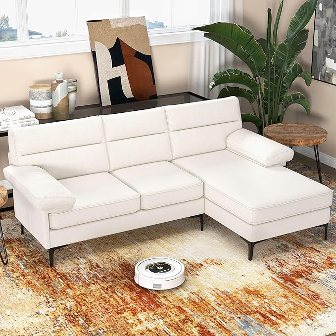 85” L-Shaped Sofa Comfy, Sectional Couches for Living Room, Modern Convertible 3-