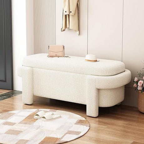 Upholstered Bench Ottoman Entryway Bench Stool with Padded Seat