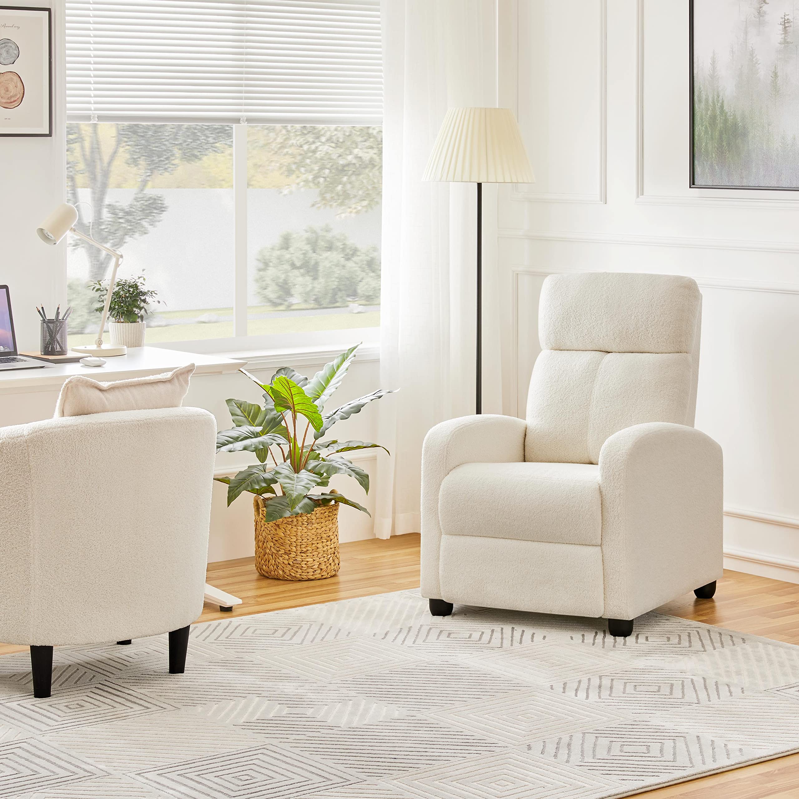 CloudNest Ivory Boucle Recliner Chair with Pocket Spring Support