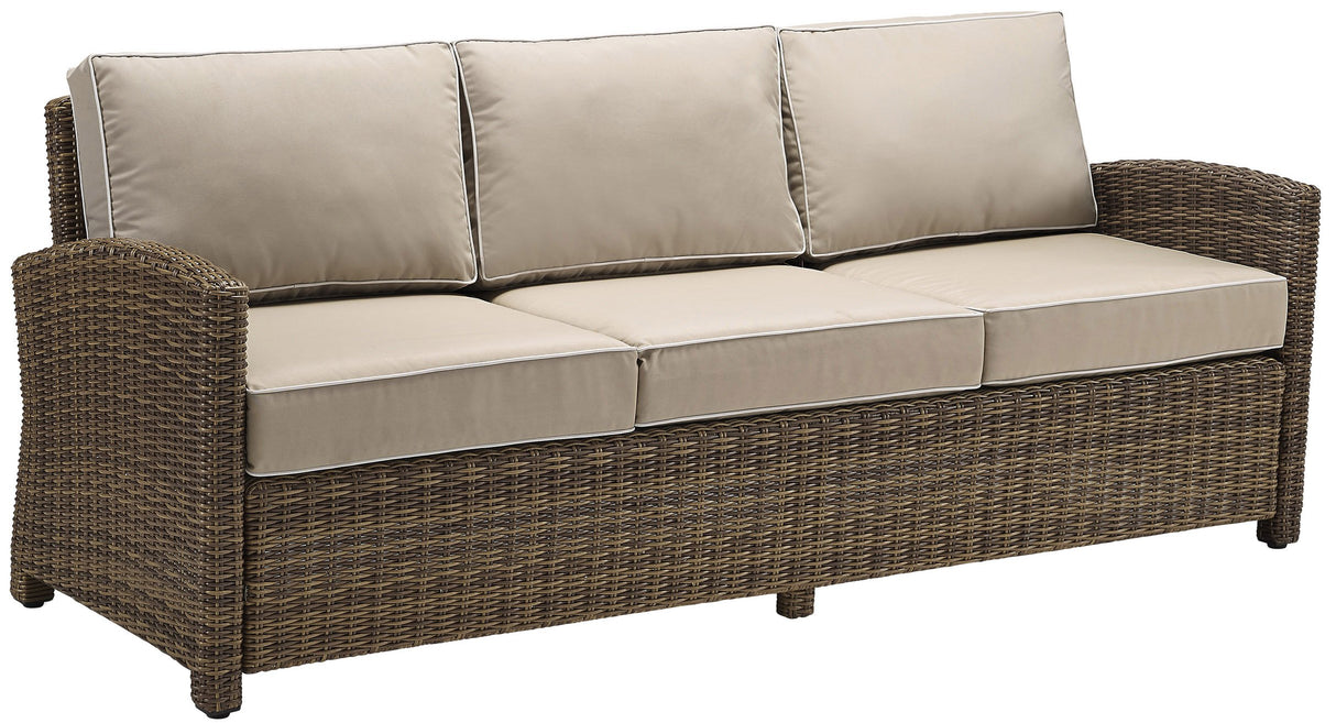 Bradenton Wicker Outdoor Sofa, 3-Person Patio Couch for Porch, Deck