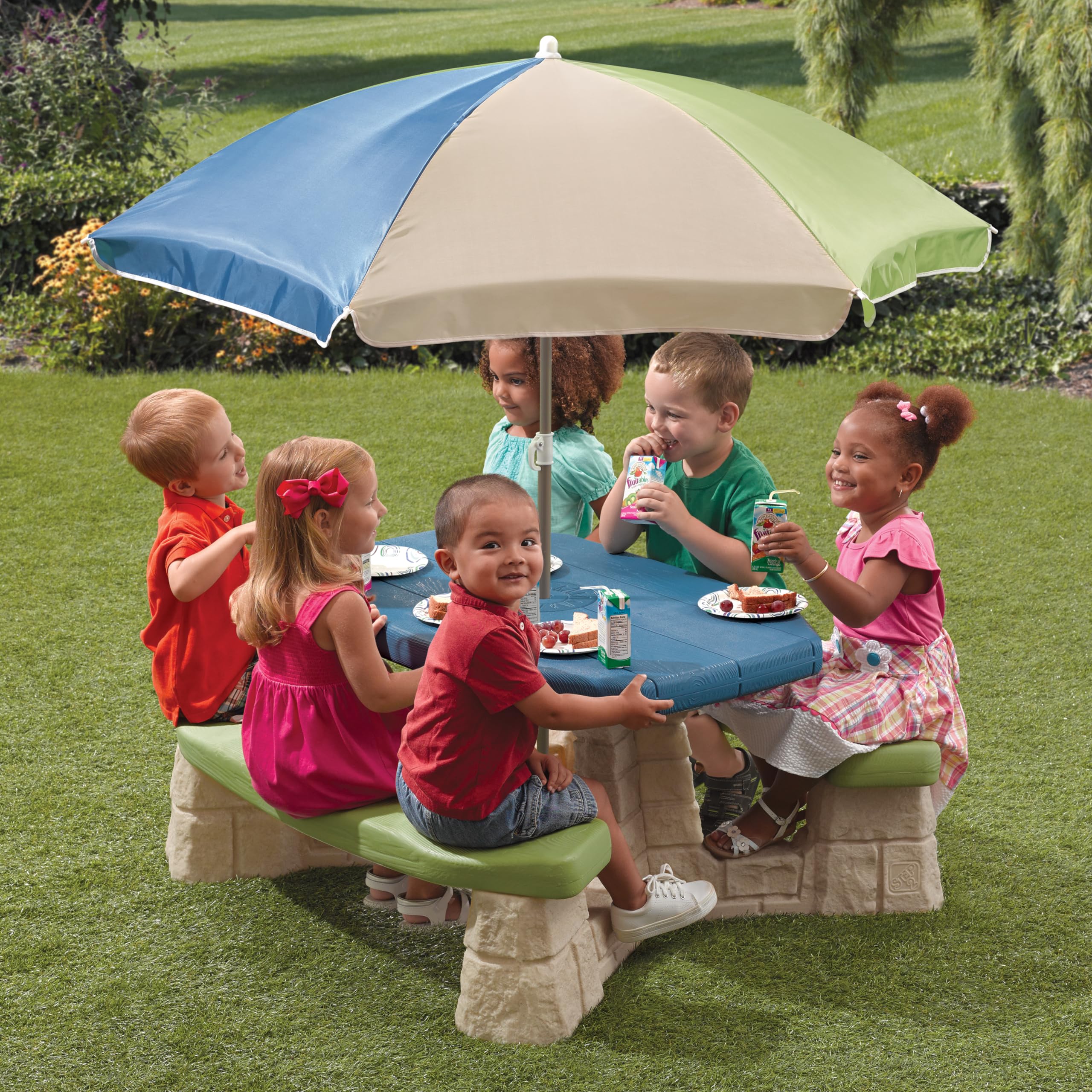 Naturally Playful Kids Picnic Table with Removable Umbrella, Indoor/Outdoor Toys