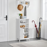 Bathroom Floor Storage Cabinet with 2 Doors and Adjustable Shelf, Side Storage