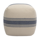 Cream Pouf with Blue Stripes