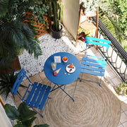 3-Piece Folding Bistro Set, 2 Chairs and 1 Table, Weather-Resistant Outdoor/Indoor Conversation Set for Patio, Yard, Garden -Peacock Blue